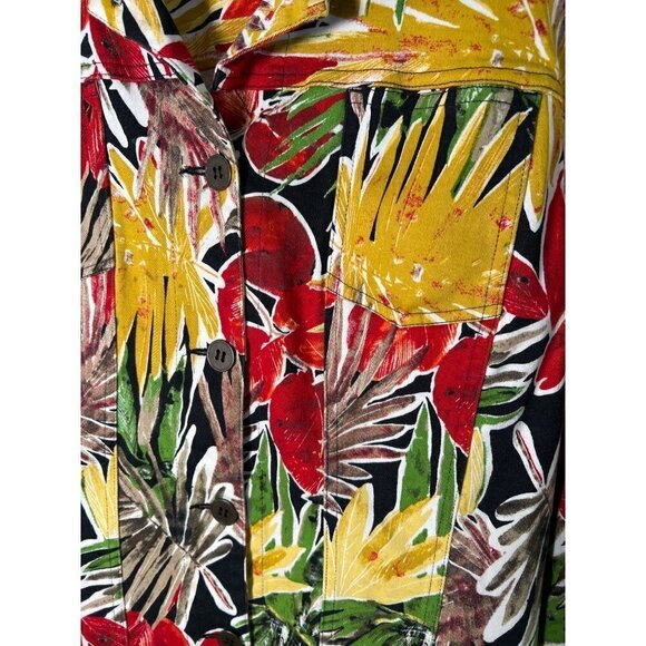 Additions by Chicos Womens Colorful Tropical Wood Button Jacket Size 2 (Size 12) - Picture 6 of 15